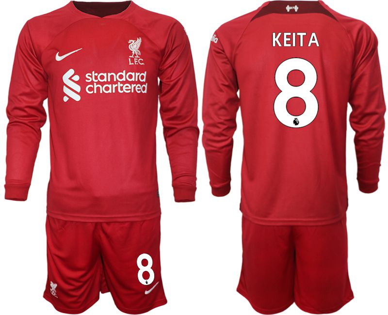 Men 2022-2023 Club Liverpool home long sleeves red 8 Soccer Jerseys